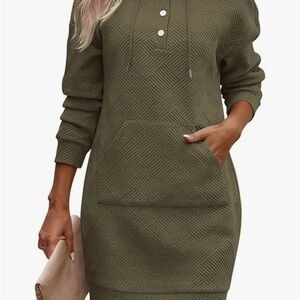 Army Green Long Sleeve sweatshirt Dress